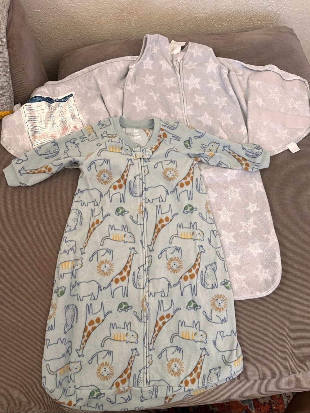 Lot Of 2 3-6M Infant Fleece Sleep Sacks Swaddles - Carter’s & Halo